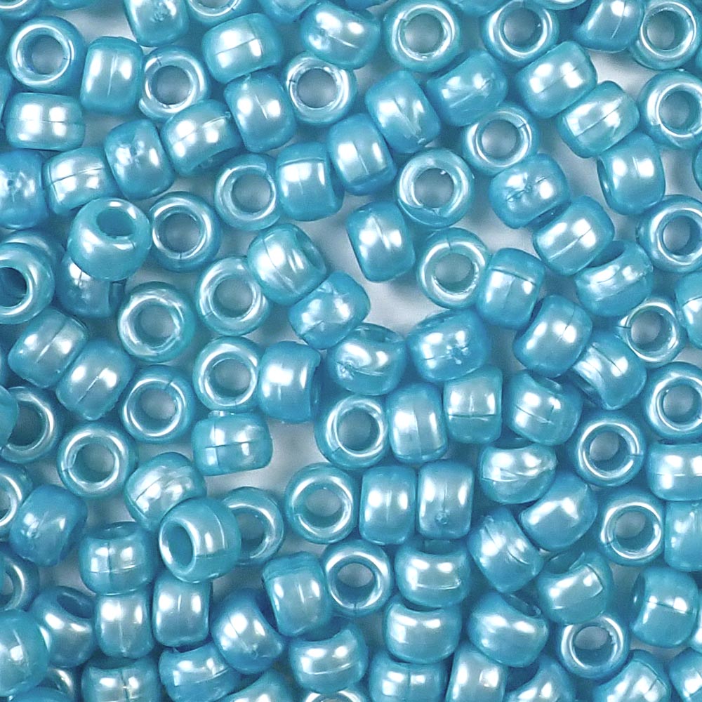sky blue pearl 6 x 9mm plastic pony beads in bulk