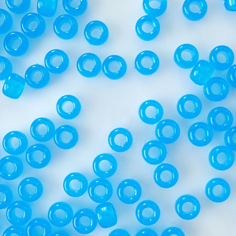 Cloudy Blue Translucent Plastic Pony Beads 6 x 9mm, 150 beads
