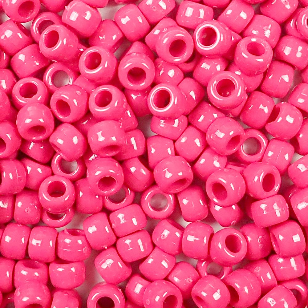 Vintage Rose Pink Opaque Plastic Pony Beads 6 x 9mm, 150 beads