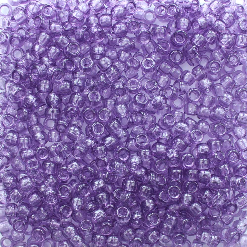 Vintage Amethyst Purple Transparent Plastic Pony Beads 6 x 9mm, 500 beads