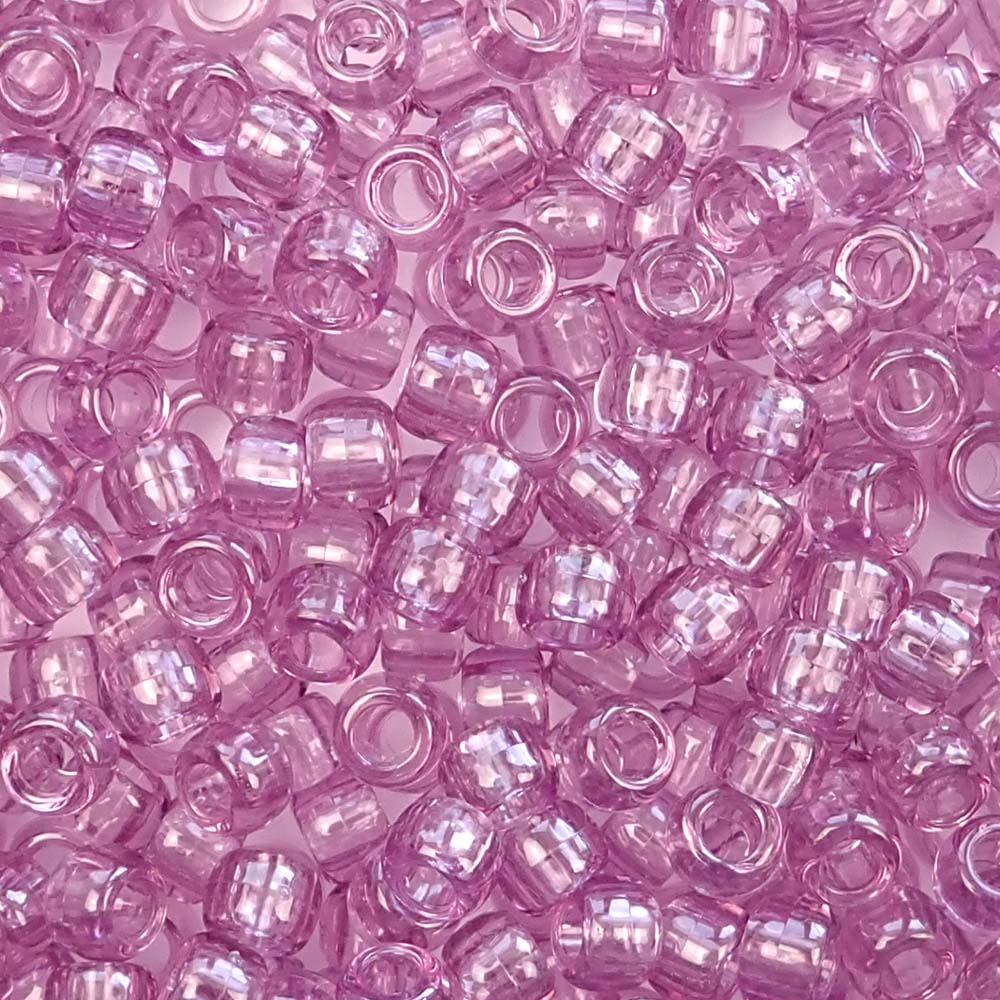 Antique Rose Pink Transparent Plastic Pony Beads 6 x 9mm, 500 beads