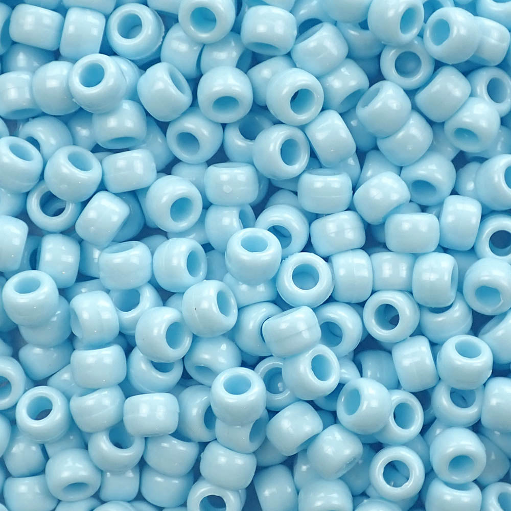 Blue Cloud Opaque Plastic Pony Beads 6 x 9mm, 500 beads