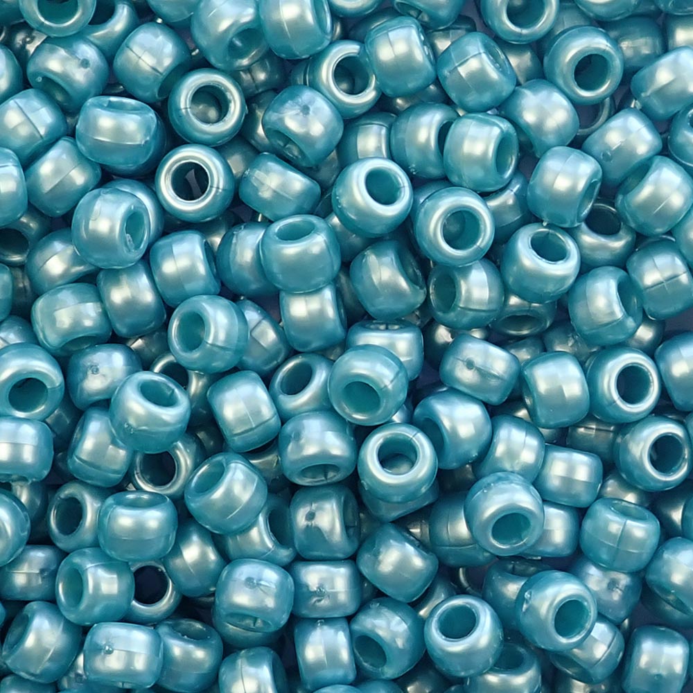 Medium Caribbean Turquoise Pearl Plastic Pony Beads 6 x 9mm, 500 beads