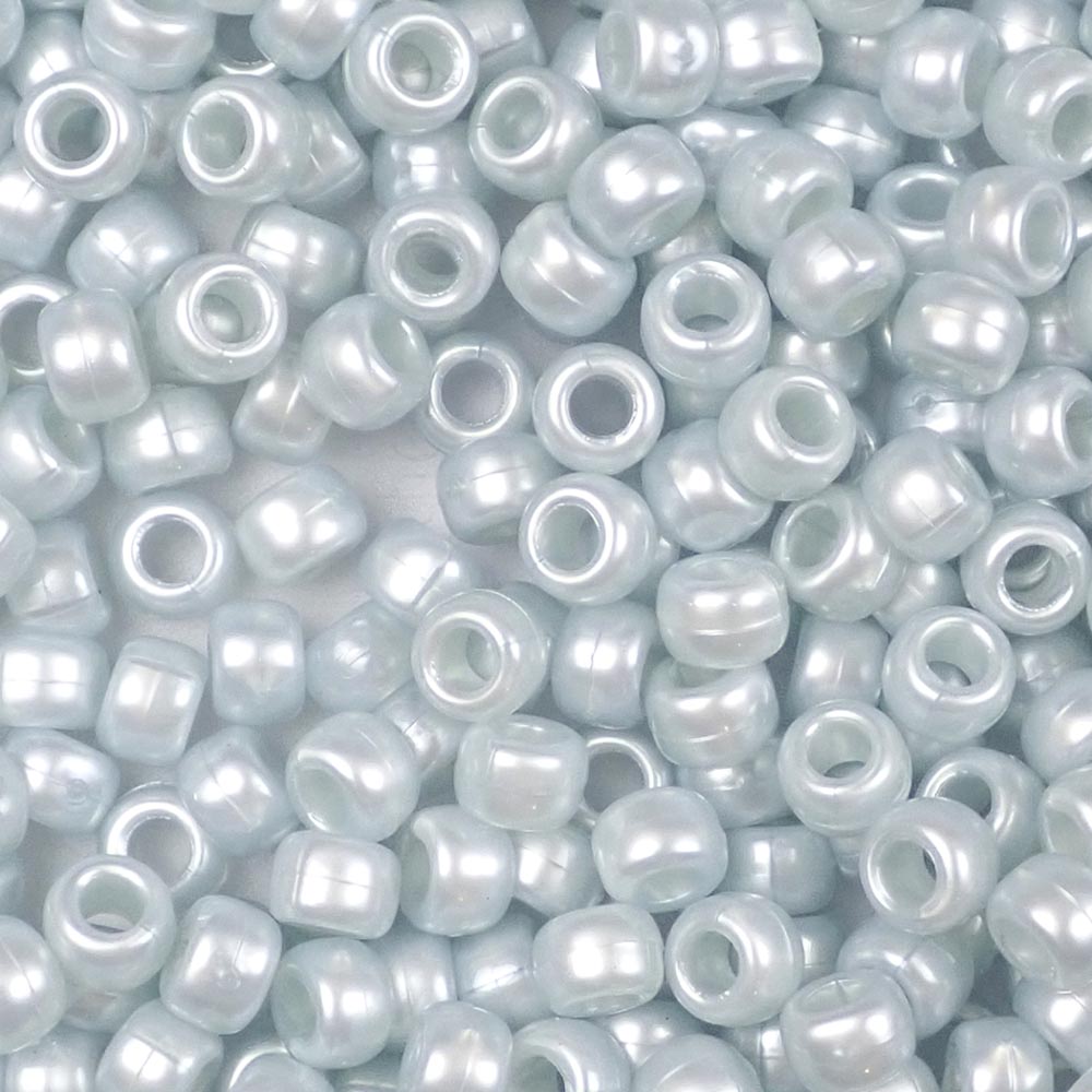 Light Azure Blue Pearl Plastic Pony Beads 6 x 9mm, 500 beads