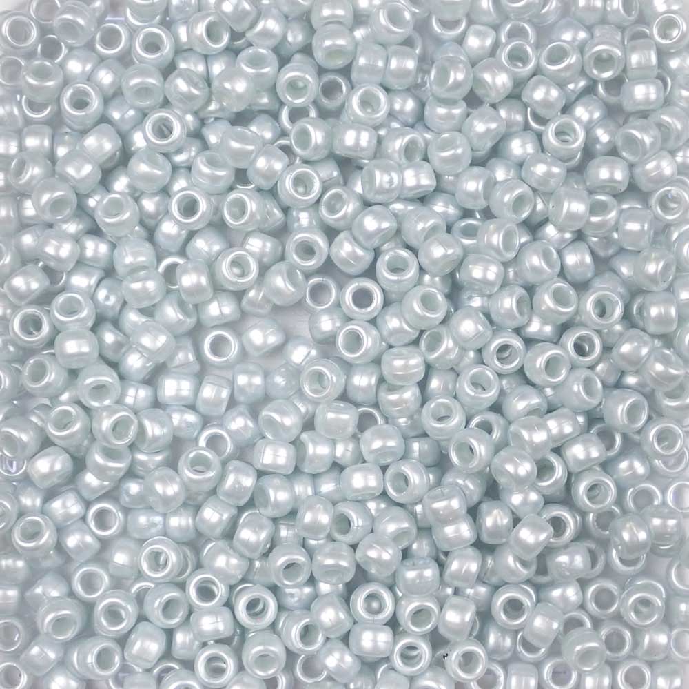 Light Azure Blue Pearl Plastic Pony Beads 6 x 9mm, 500 beads
