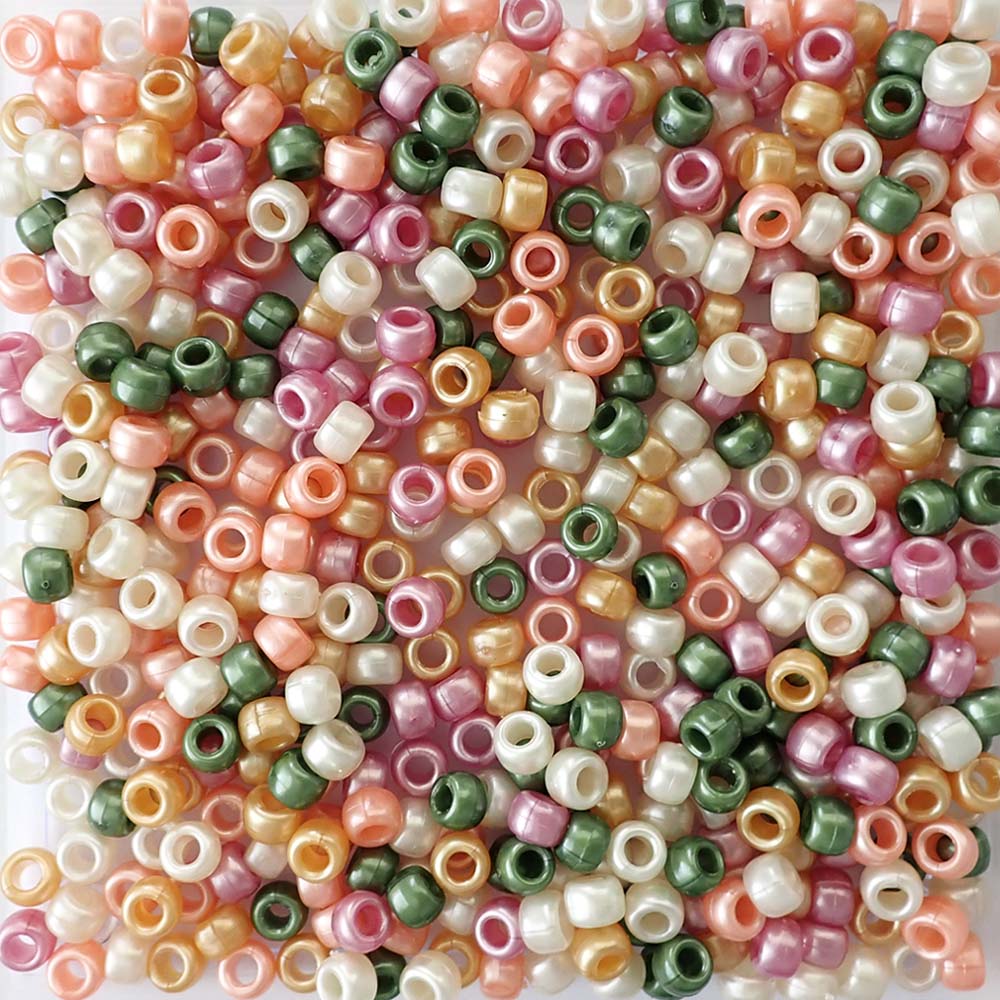 Pearl Elegance Multi Color Mix Plastic Pony Beads 6 x 9mm, 250 beads