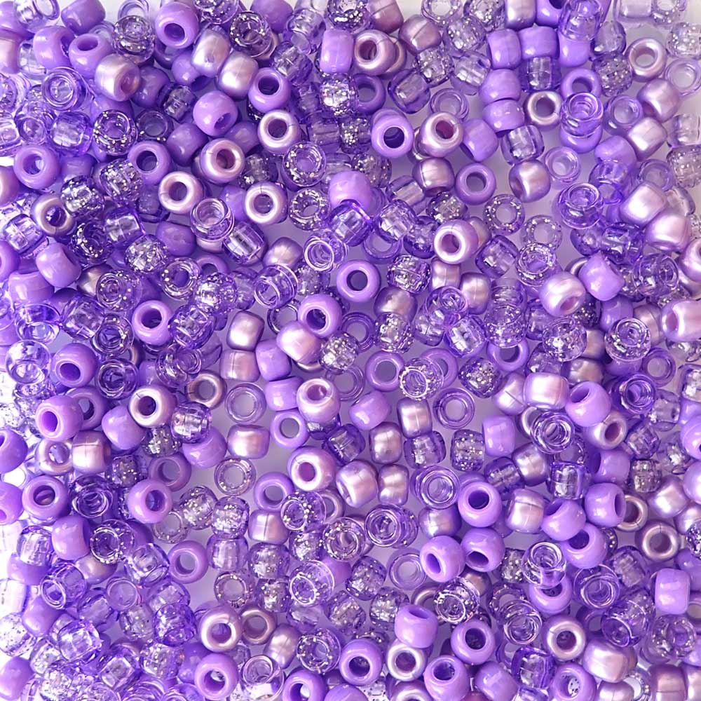 Light Purple Mix Plastic Pony Beads 6 x 9mm, 500 beads