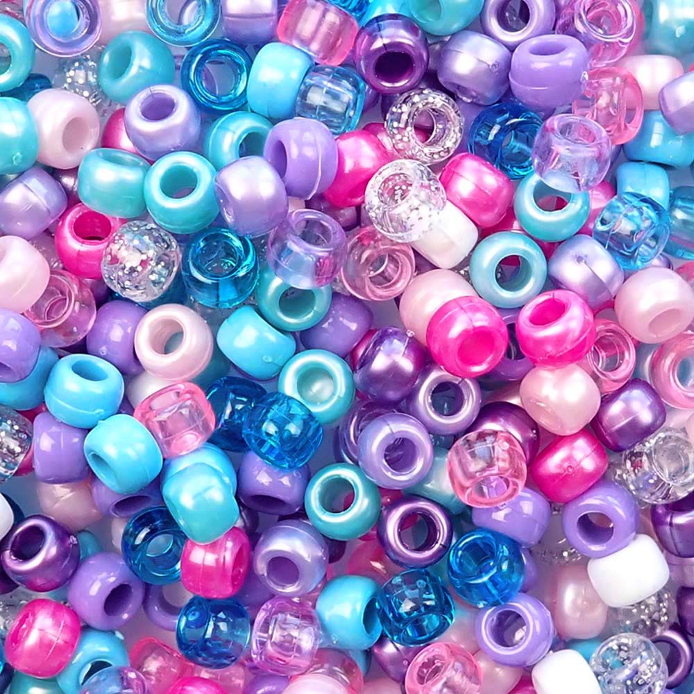 Princess Color Mix Plastic Pony Beads 6 x 9mm, 500 beads