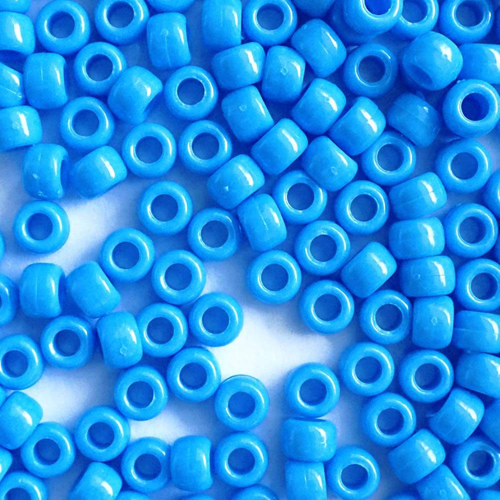 Tropic Blue Plastic Pony Beads, 6x9mm, 500 beads