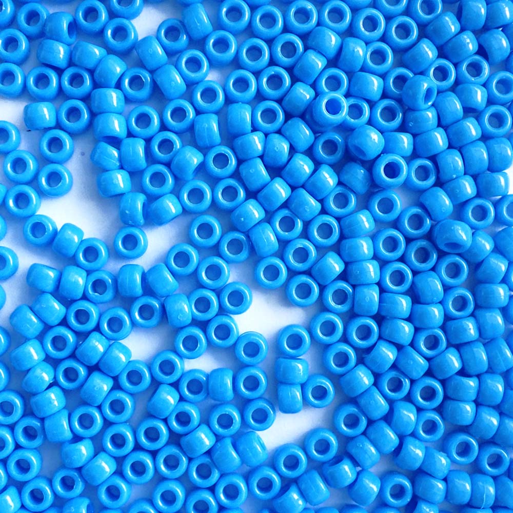 Tropic Blue Plastic Pony Beads, 6x9mm, 500 beads