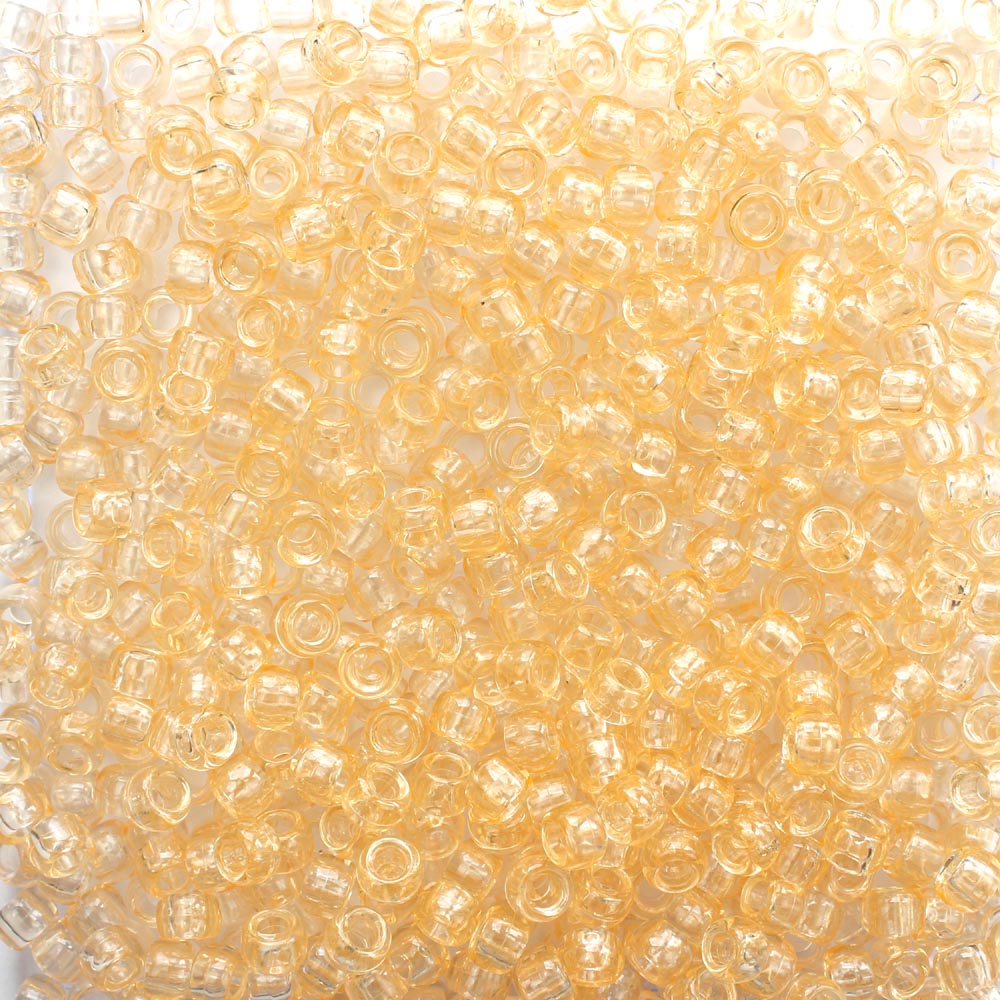 Light Apricot Transparent Plastic Pony Beads 6 x 9mm, 500 beads