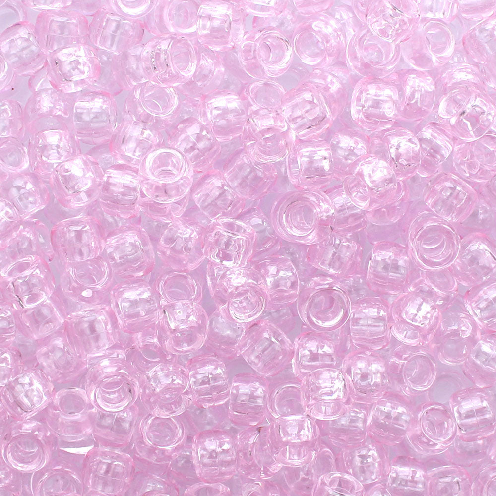 Light Pale Pink Transparent Plastic Pony Beads 6 x 9mm, 500 beads