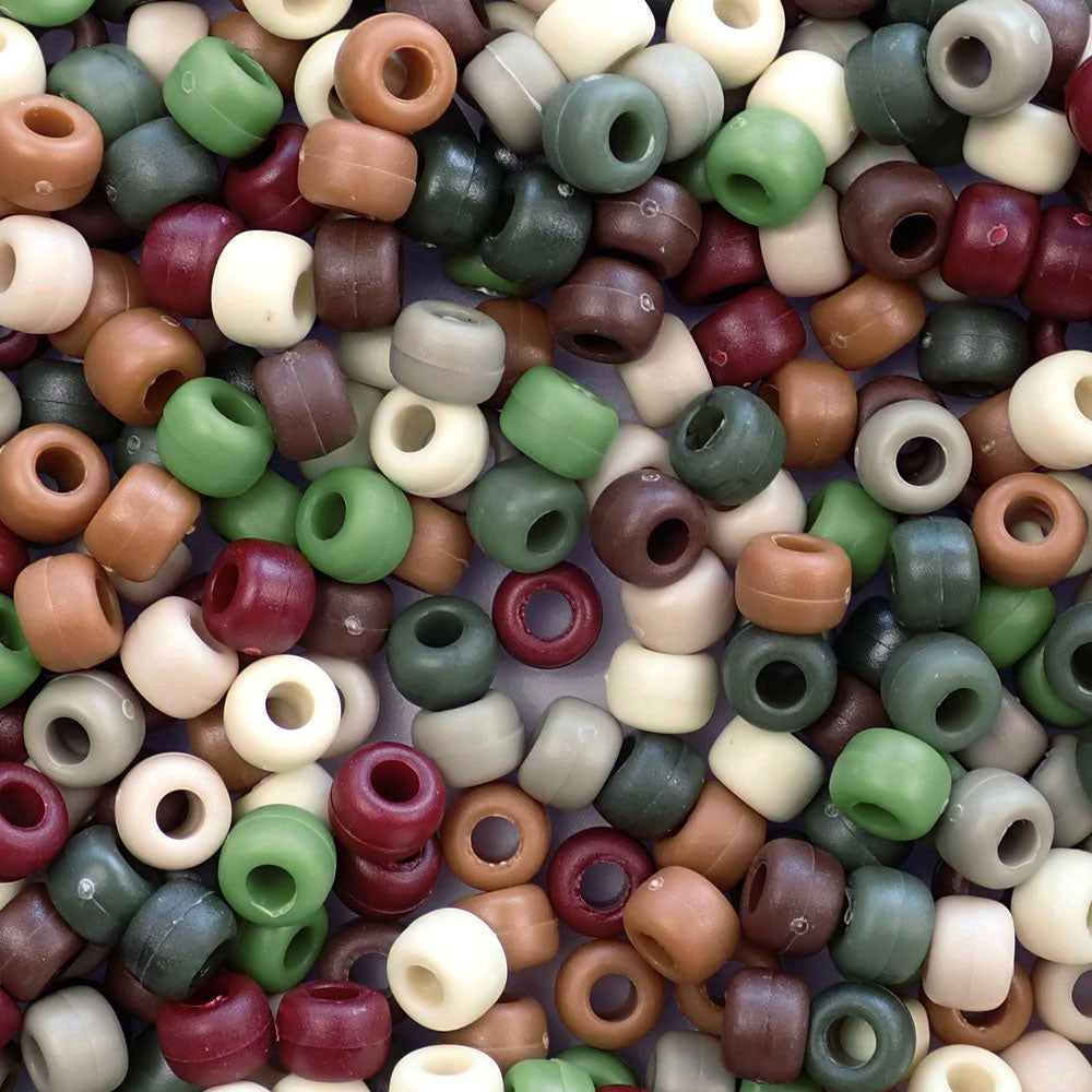 Camouflage theme color mix of pony beads with matte finish