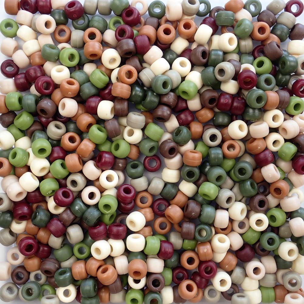 Camouflage theme color mix of pony beads with matte finish