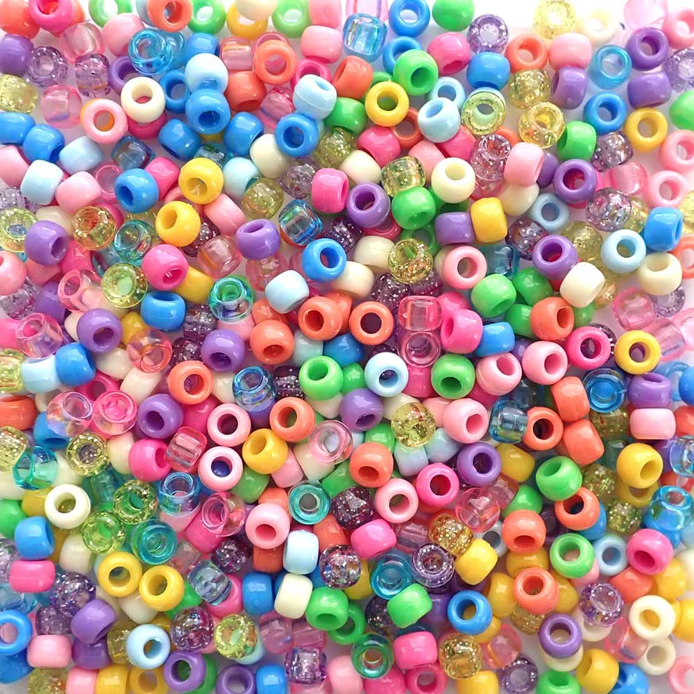 Sweet Confetti Mix Plastic Pony Beads, 6x9mm, 500 beads