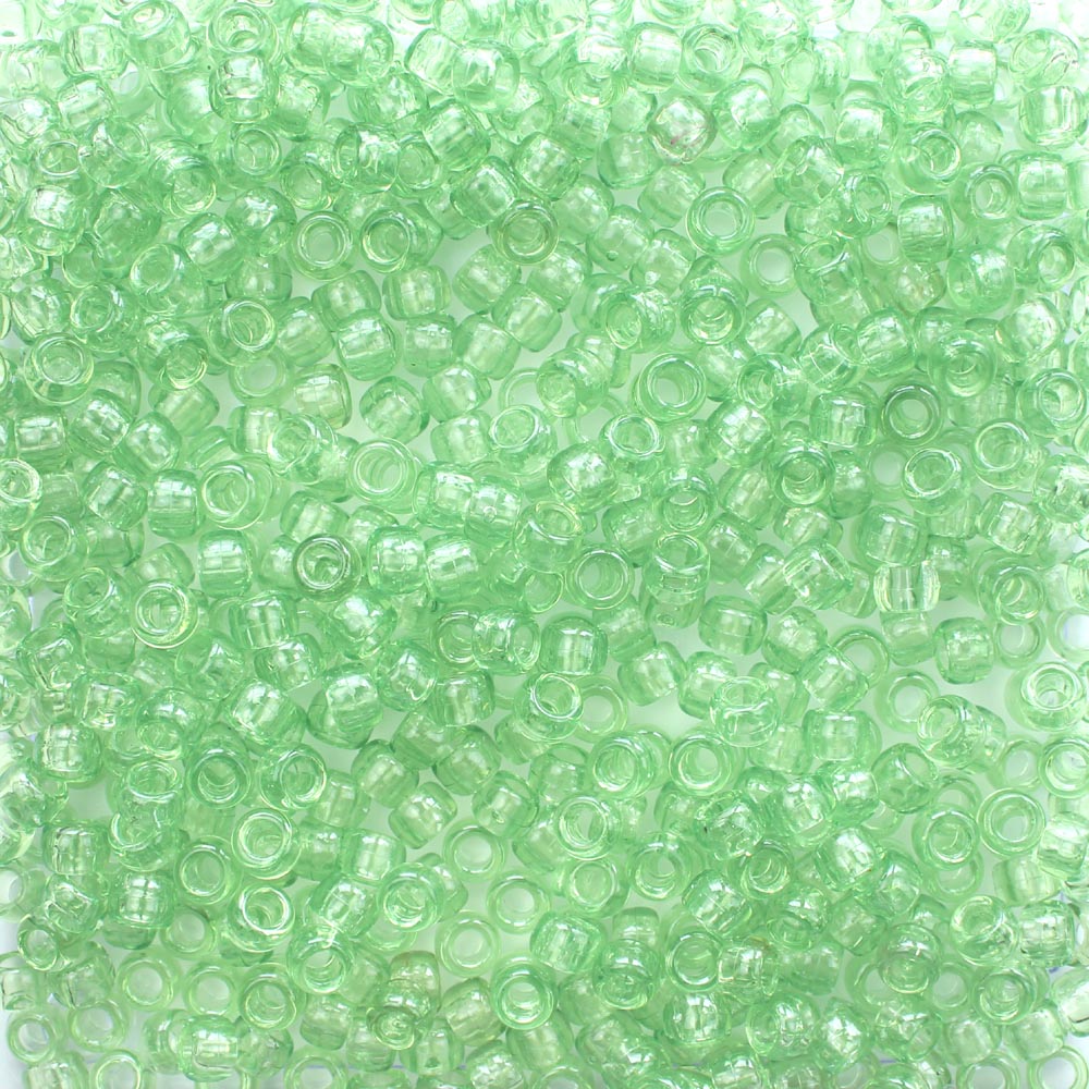 Light Peridot Green Plastic Pony Beads 6 x 9mm, 500 beads