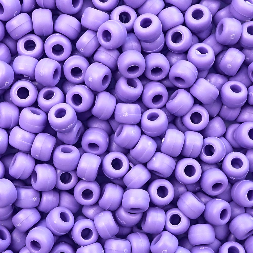 Matte Lilac Purple Opaque Plastic Pony Beads 6 x 9mm, 500 beads