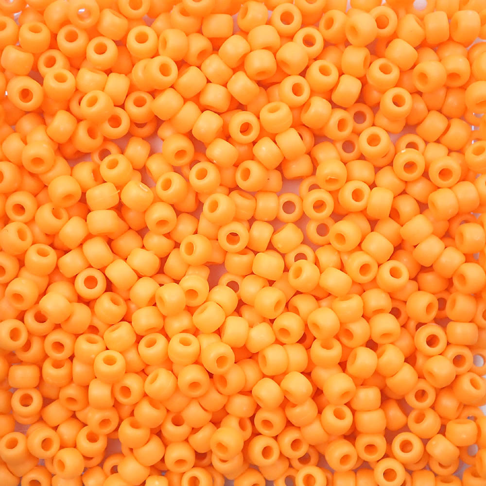 Matte Orange Opaque Plastic Pony Beads 6 x 9mm, 500 beads