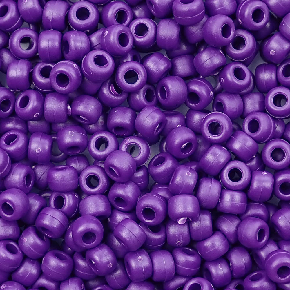 Matte Plum Purple Opaque Plastic Pony Beads 6 x 9mm, 500 beads