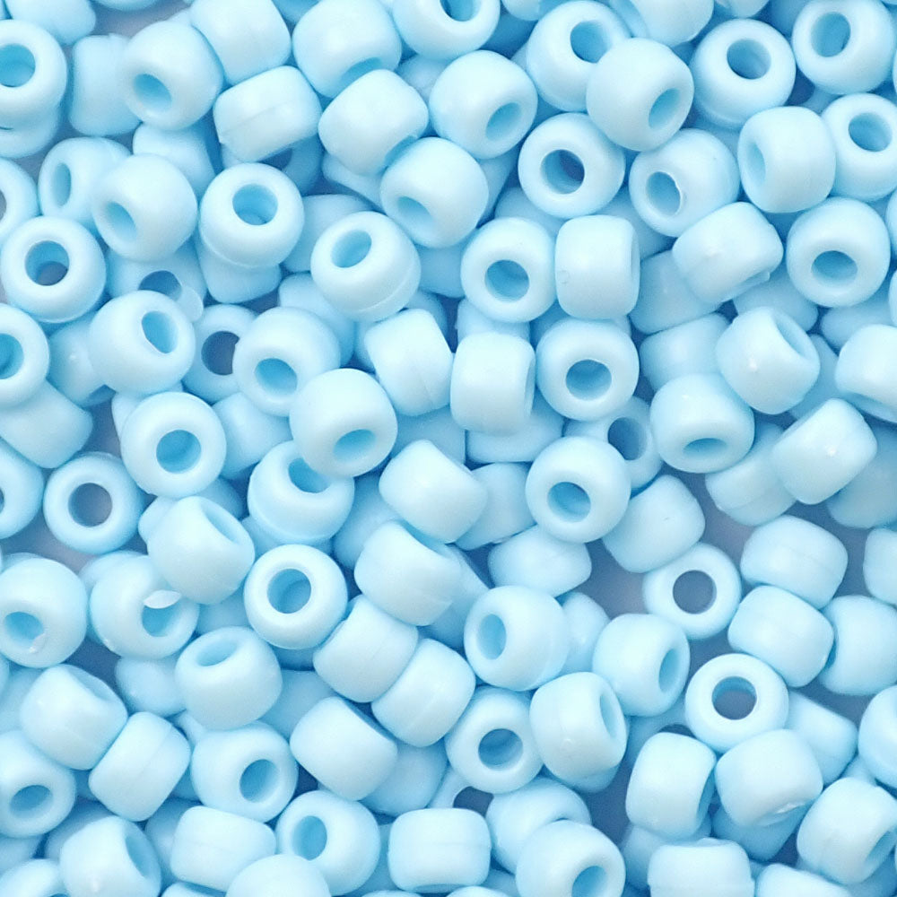 Matte Blue Cloud Opaque Plastic Pony Beads 6 x 9mm, 500 beads