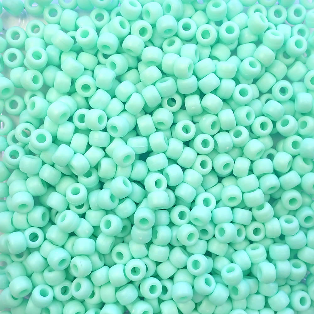Matte Sea Foam Green Opaque Plastic Pony Beads 6 x 9mm, 500 beads