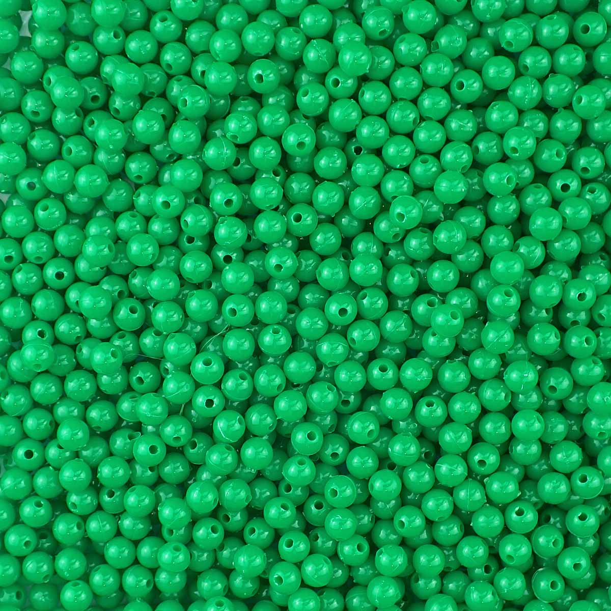 6mm Round Plastic Craft Beads, Green Opaque, 500 beads