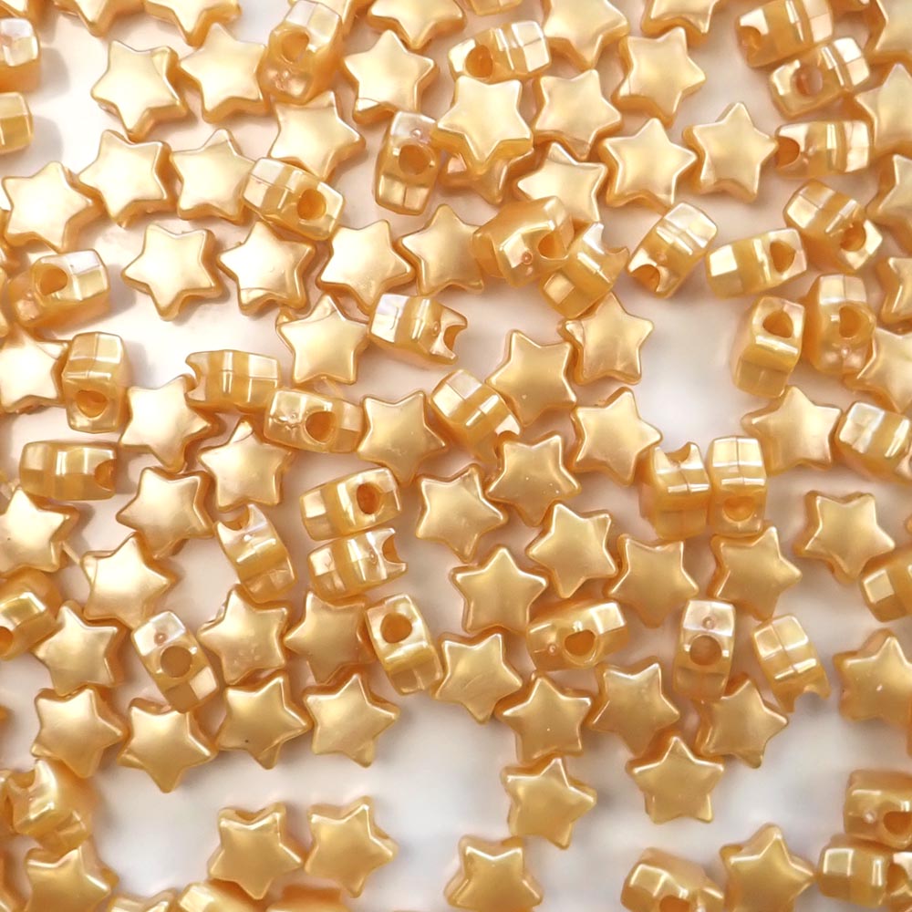 Star Plastic Pony Beads, 13mm, Gold Pearl, 125 beads