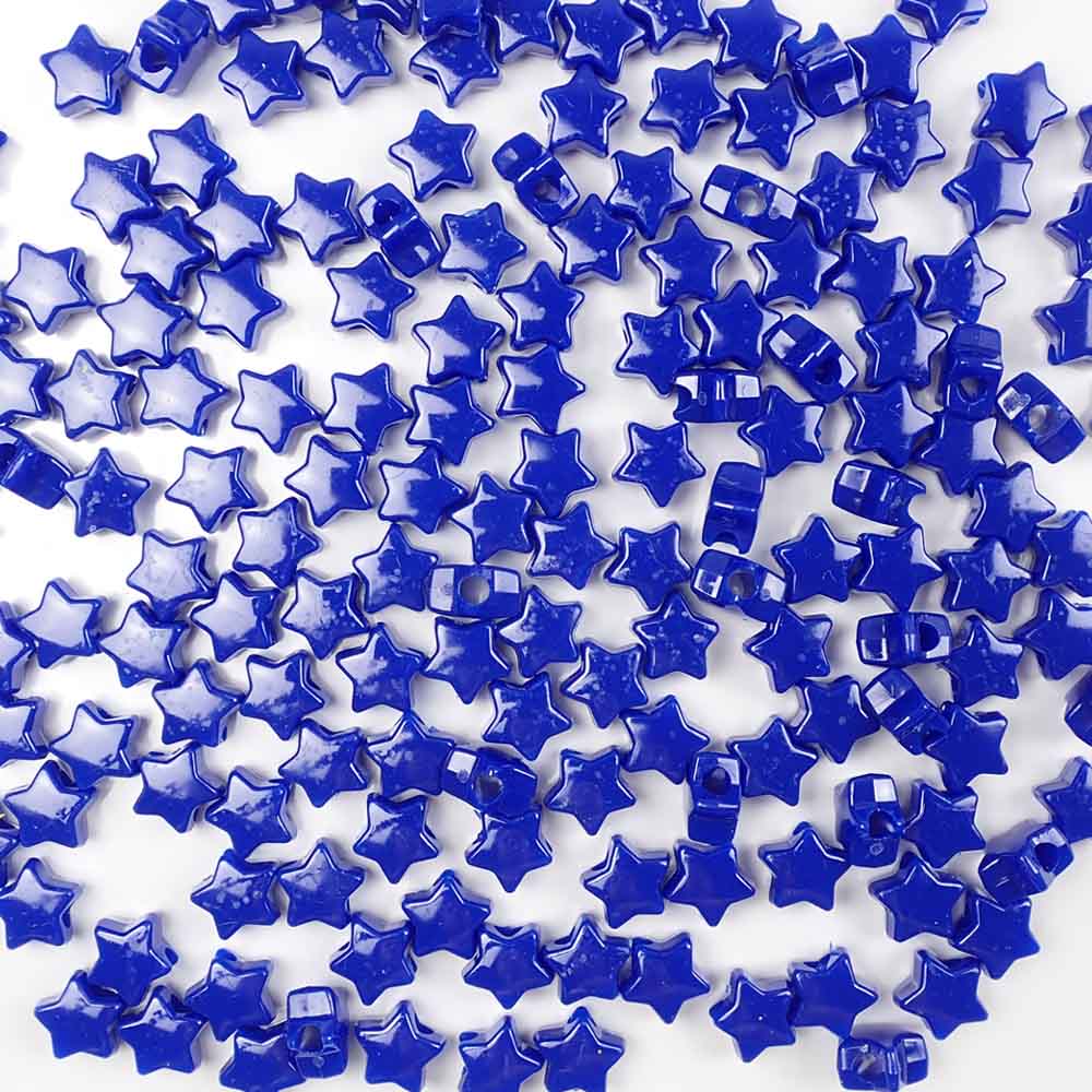 Star Plastic Pony Beads, 13mm, Royal Blue, 125 beads