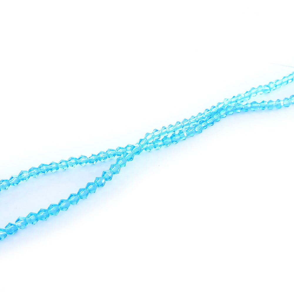 Glass Faceted Bicone Beads, 4mm, Light Turquoise Transparent, about 85 beads