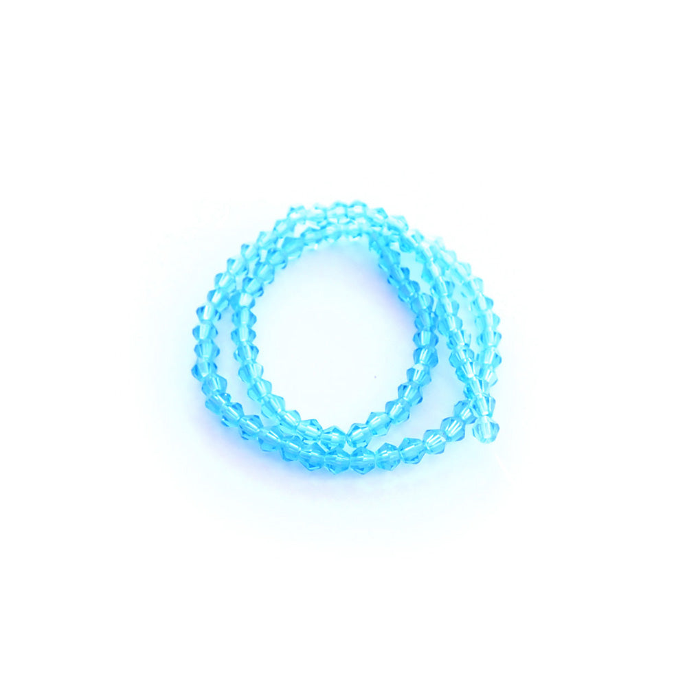 Glass Faceted Bicone Beads, 4mm, Light Turquoise Transparent, about 85 beads