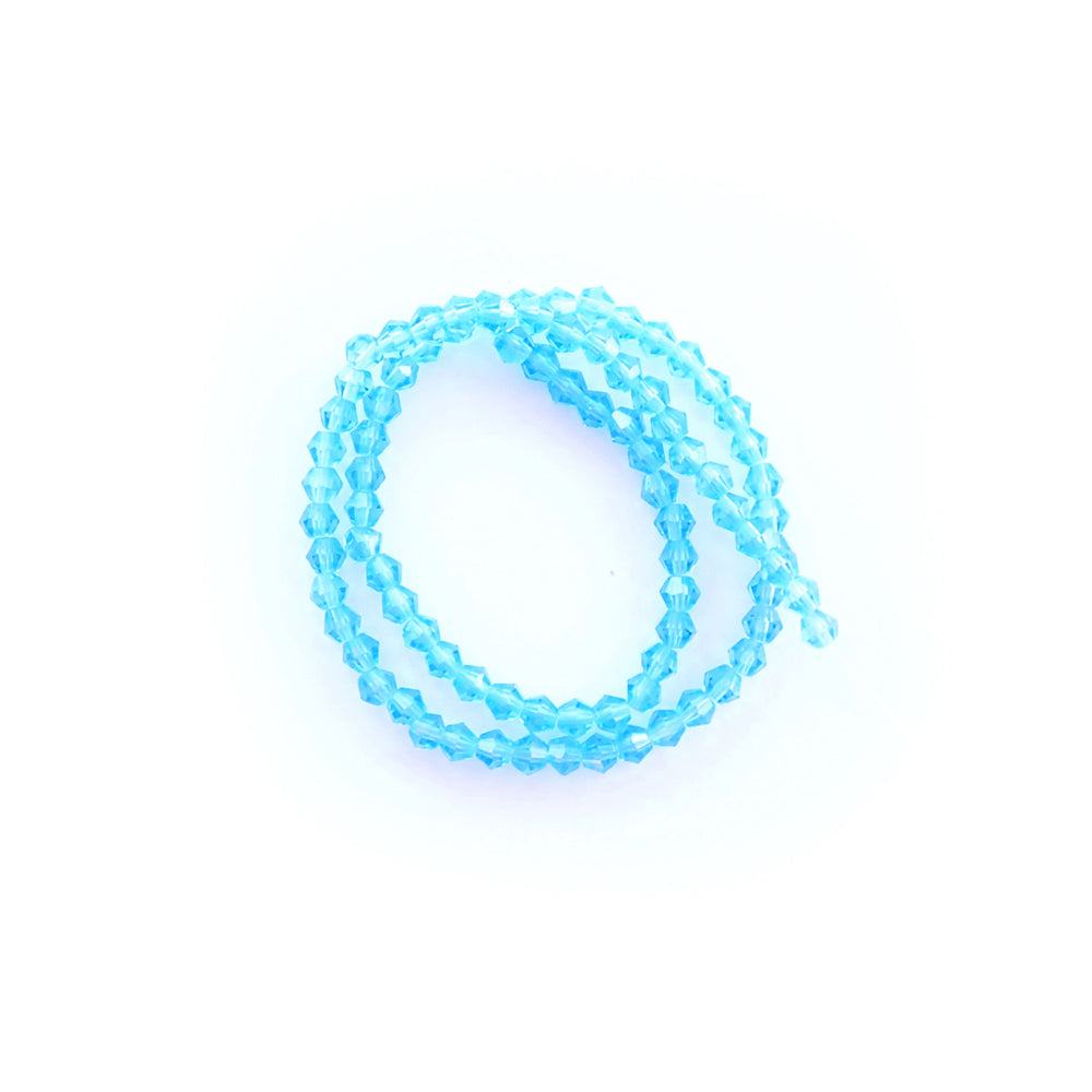 Glass Faceted Bicone Beads, 4mm, Light Turquoise Transparent, about 85 beads