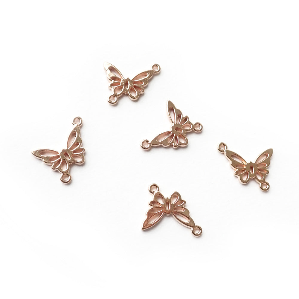 Butterfly Metal Links, Gold Tone, about 5 pcs
