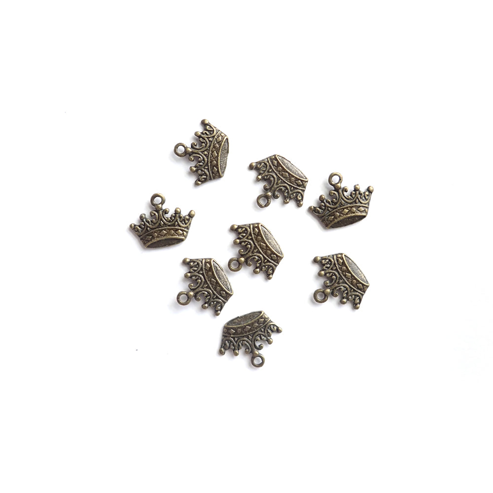 Crown Metal Charms, Antique Bronze Color, about 8 charms, for jewelry making &amp; crafts