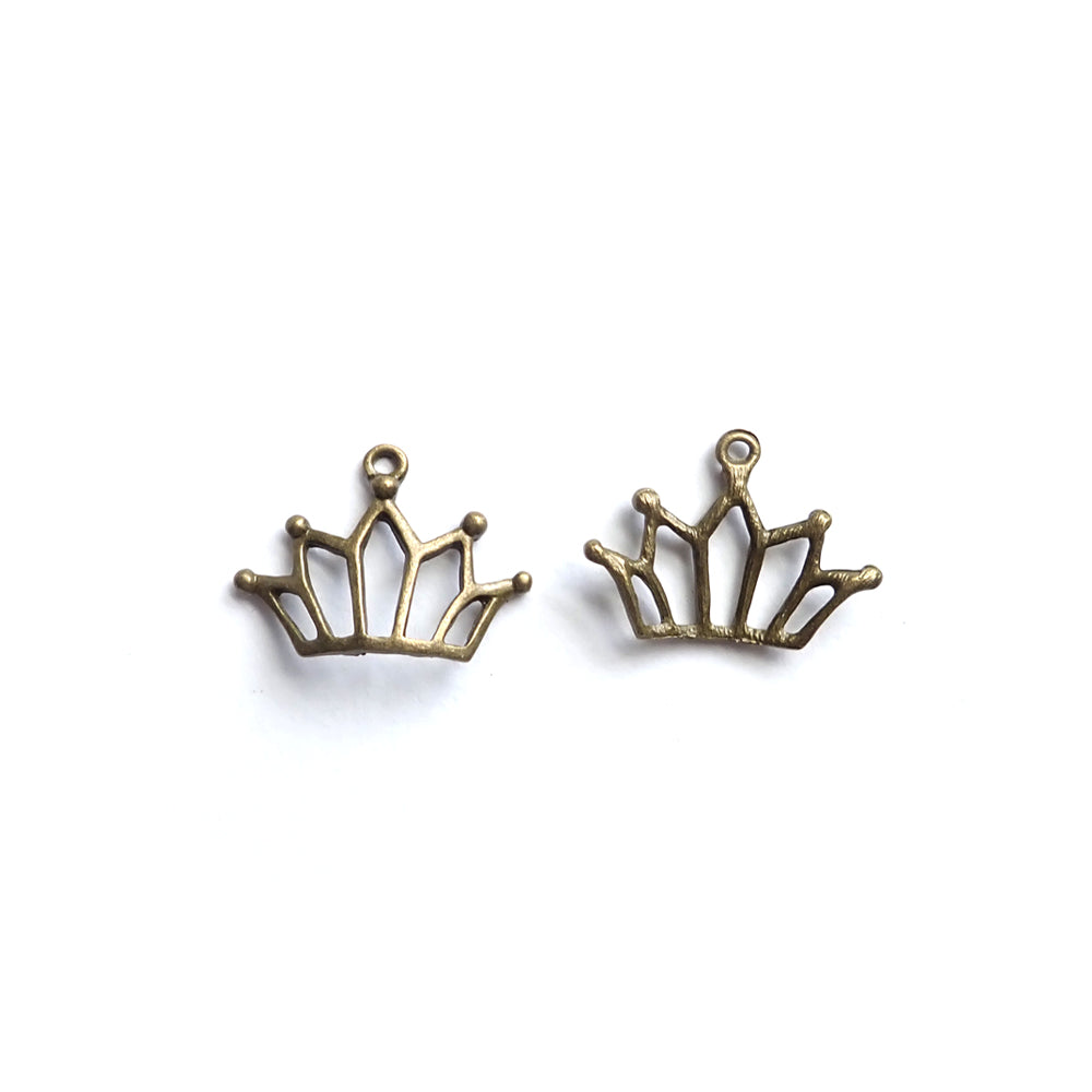 Large Crown Metal Charms, Antique Bronze Color, about 5 charms, for jewelry making &amp; crafts