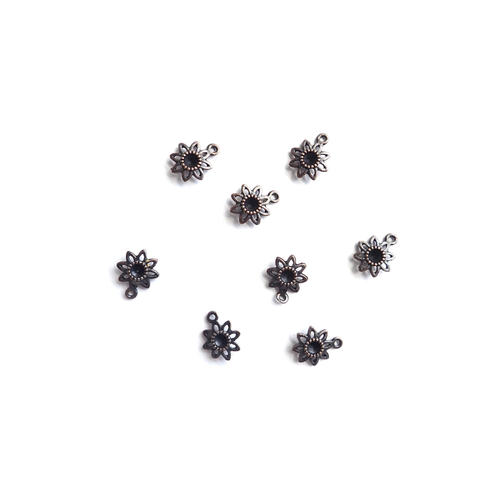Antique Flower Metal Charms, Antique Bronze, about 8 charms, for making bracelets &amp; jewelry