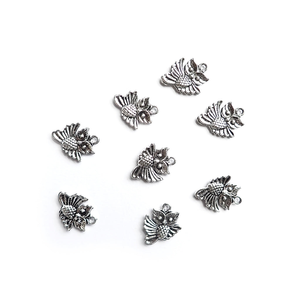 Flying Owl Metal Charms, Silver Tone Color, about 8 charms, for jewelry making &amp; crafts