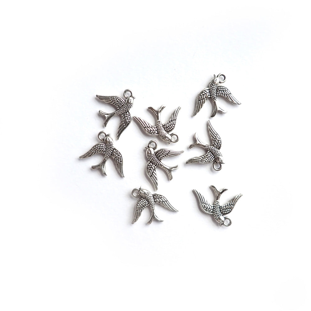 Swallow Bird Metal Charms, Silver Tone Color, about 8 charms, for jewelry making &amp; crafts