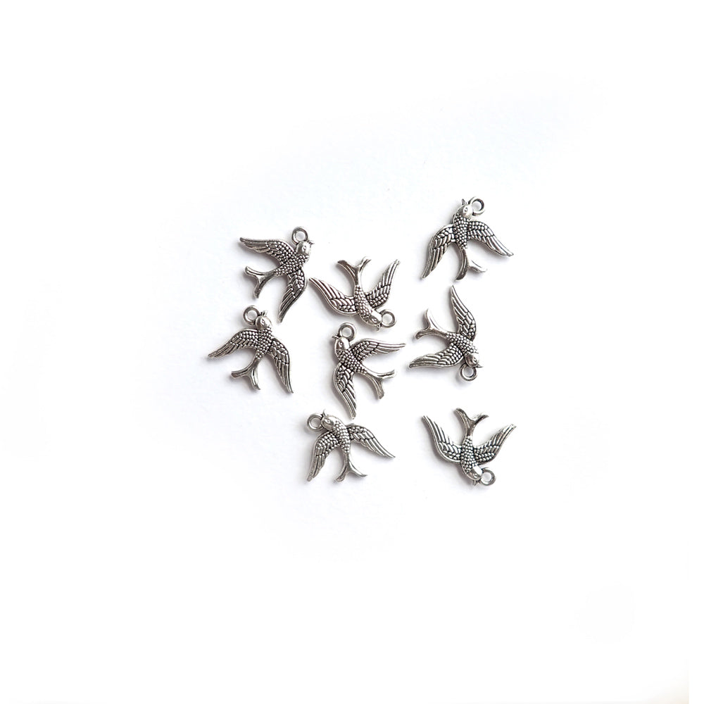 Swallow Bird Metal Charms, Silver Tone Color, about 8 charms, for jewelry making &amp; crafts