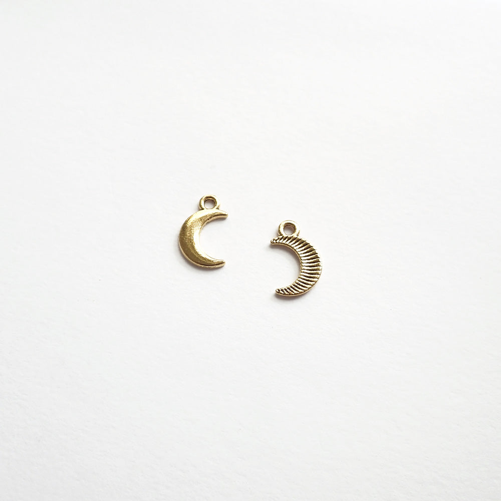 Solid Moon Metal Charms, Gold Tone Color, about 8 charms