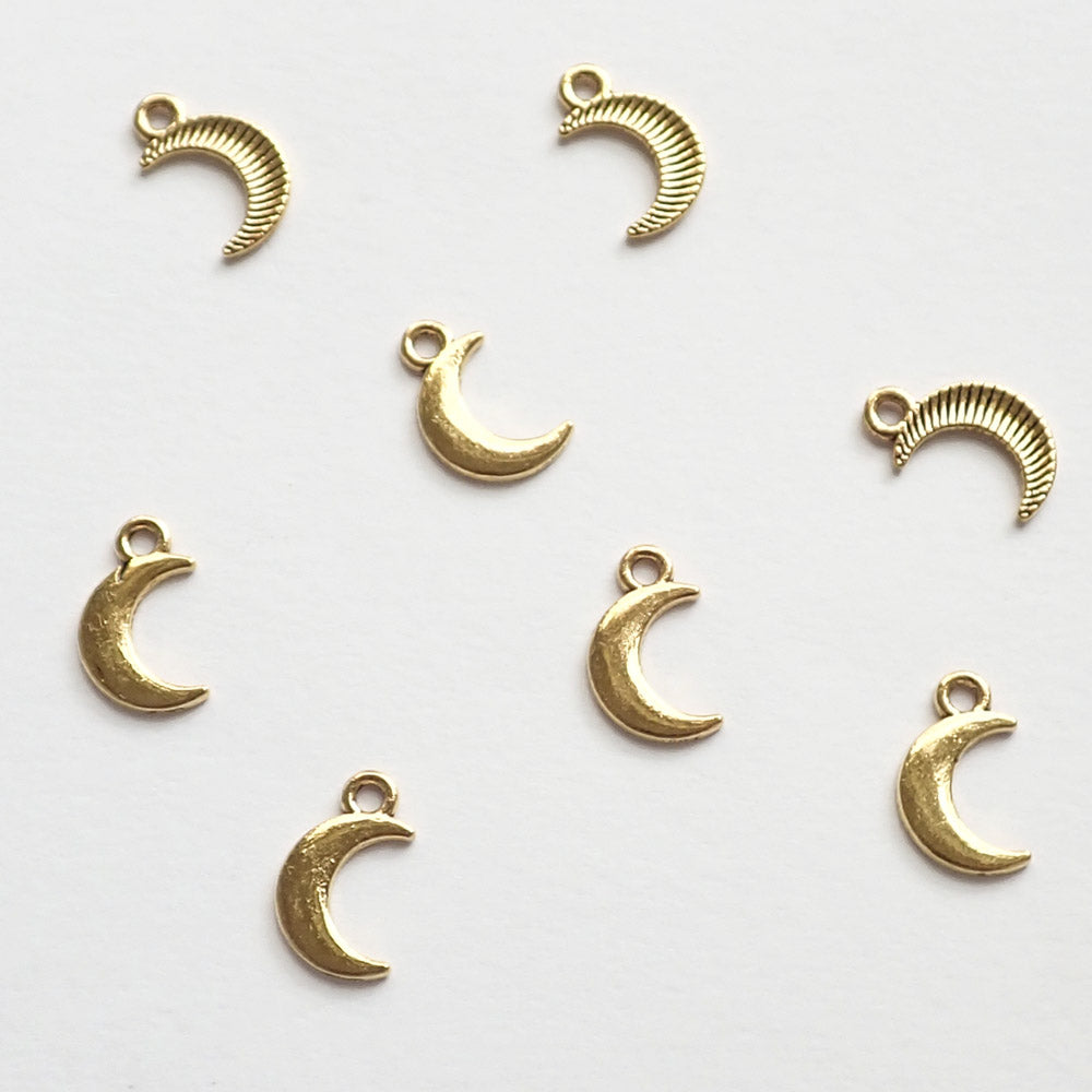 Solid Moon Metal Charms, Gold Tone Color, about 8 charms