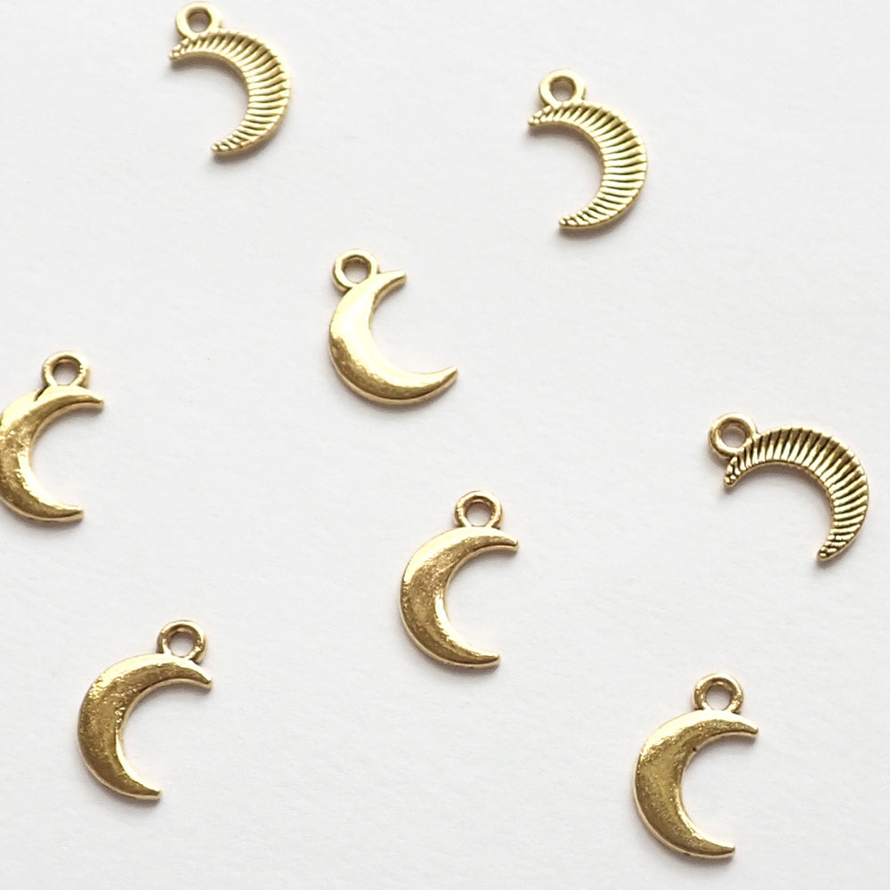Solid Moon Metal Charms, Gold Tone Color, about 8 charms