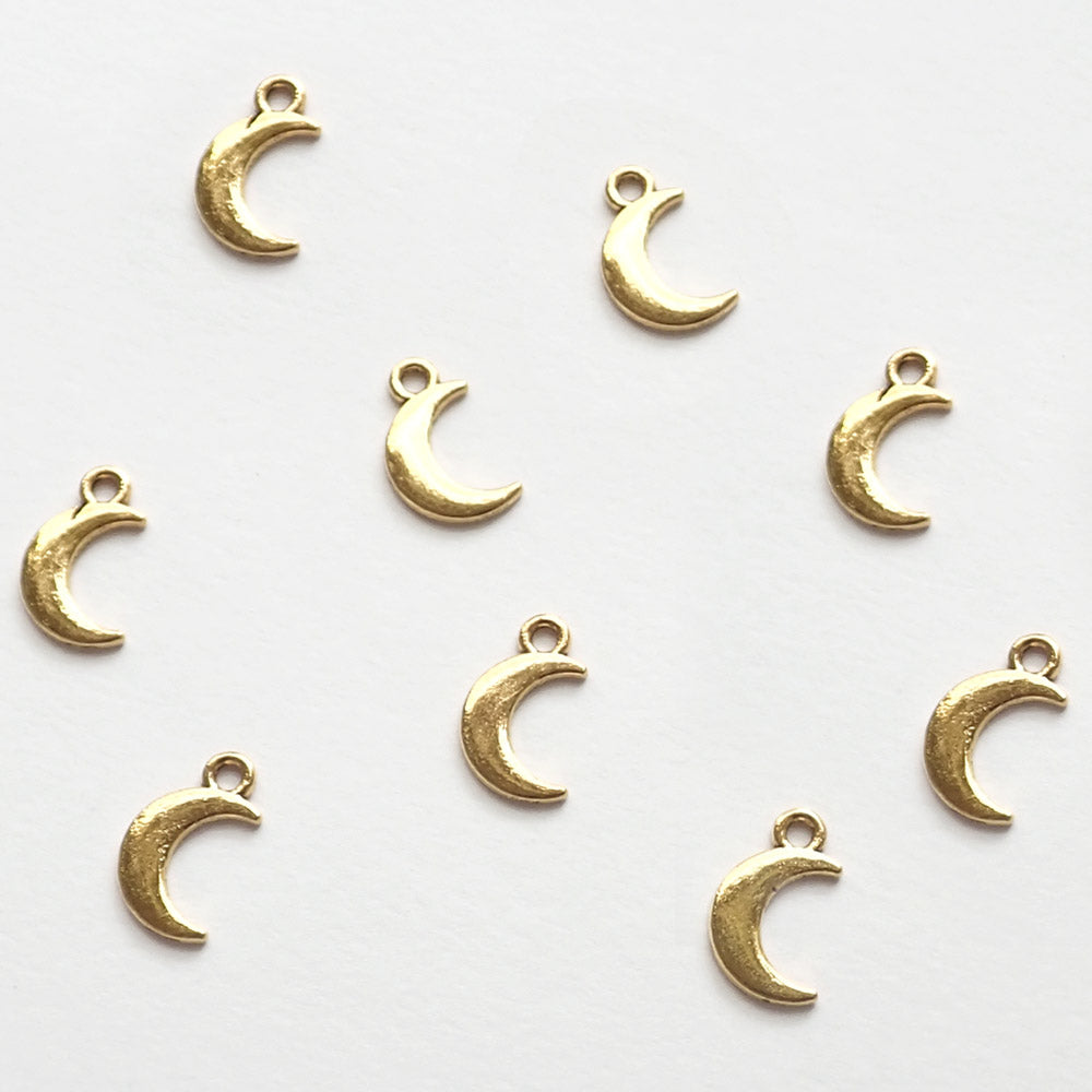 Solid Moon Metal Charms, Gold Tone Color, about 8 charms