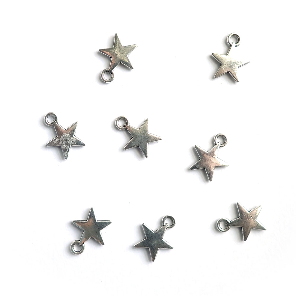 Solid Star Metal Charms, Silver Tone Color, 14x17mm, about 8 charms, for jewelry making & crafts