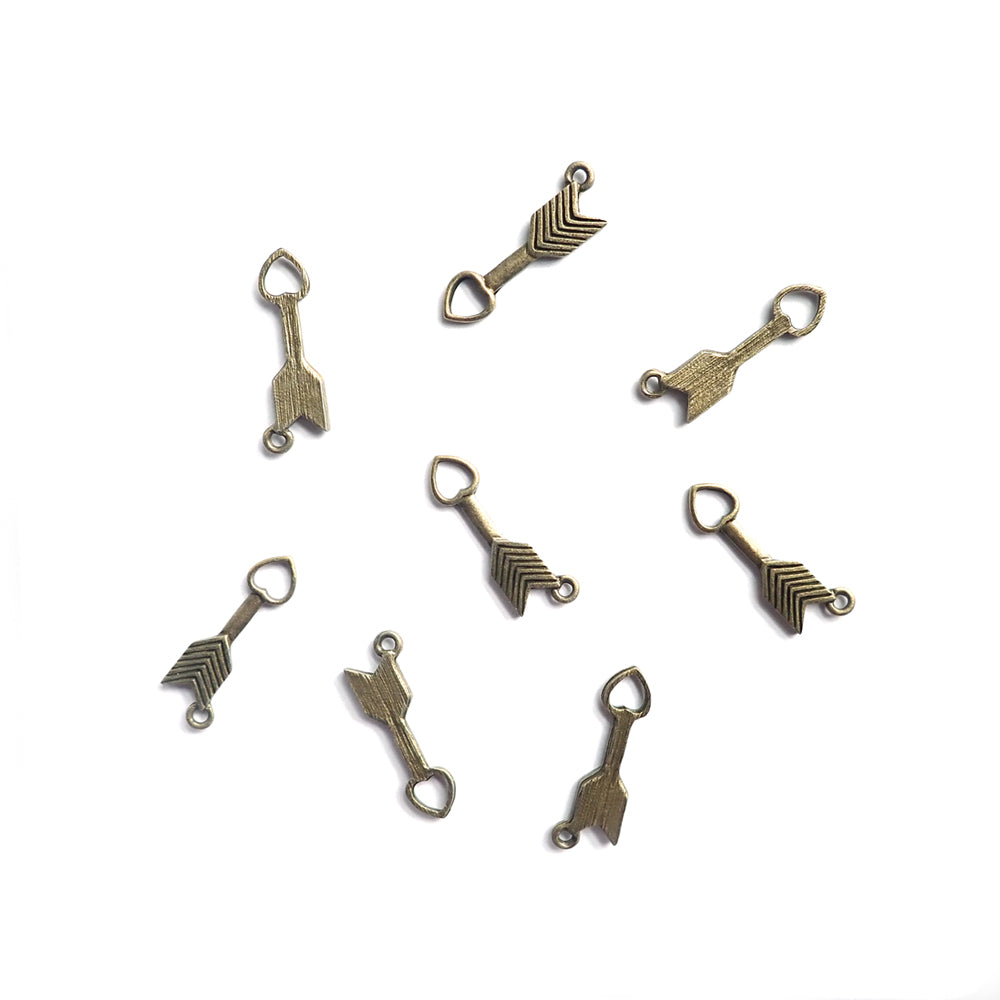 Heart Arrow Metal Charms, Antique Bronze Color, about 8 charms, for jewelry making &amp; crafts