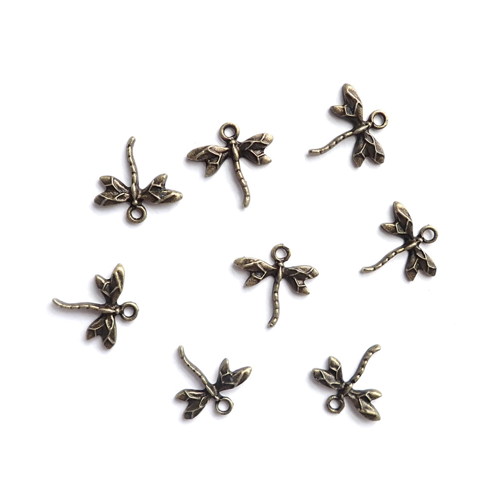 Small Dragonfly Metal Charms, Antique Bronze Color, about 8 charms, for making bracelets &amp; jewelry