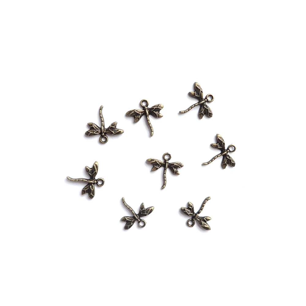Small Dragonfly Metal Charms, Antique Bronze Color, about 8 charms, for making bracelets & jewelry