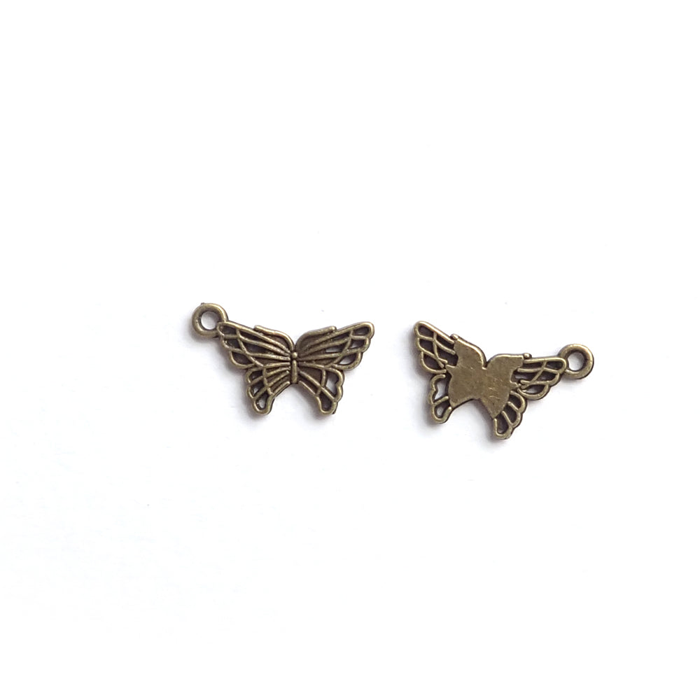 Butterfly Metal Charms (corner loop), Antique Bronze Color, about 8 charms, for jewelry making &amp; crafts