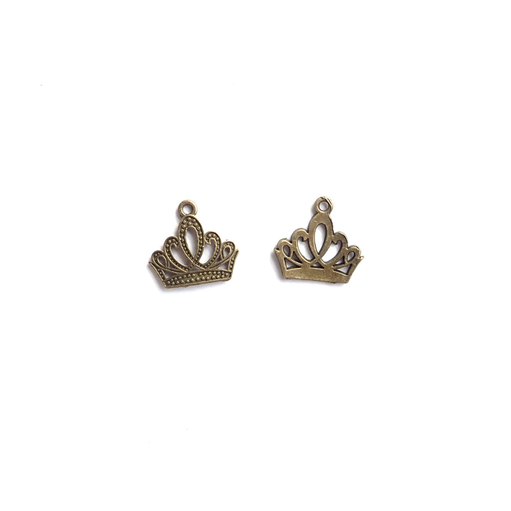 Princess Crown Metal Charms, Antique Bronze Color, about 8 charms, for jewelry making &amp; crafts