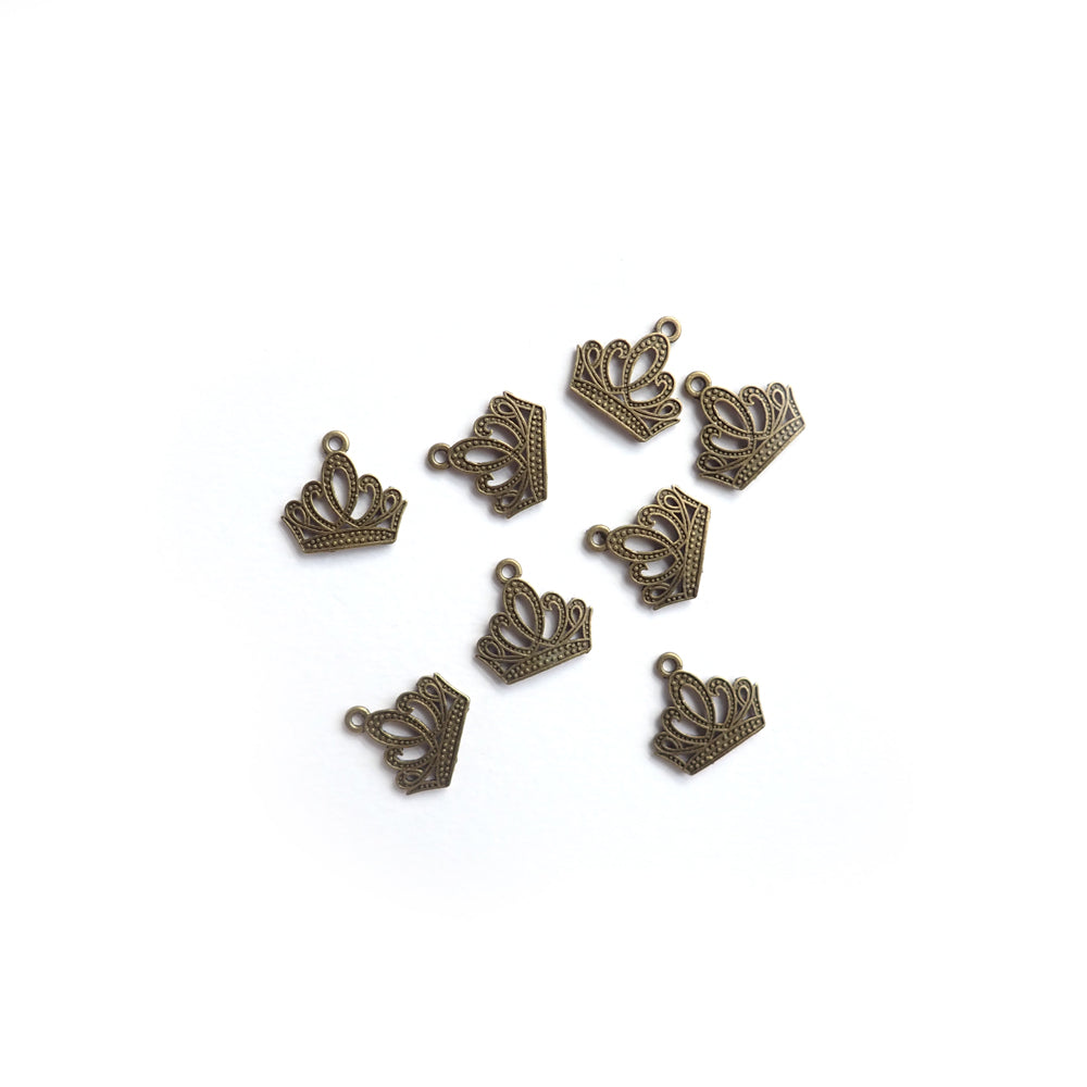 Princess Crown Metal Charms, Antique Bronze Color, about 8 charms, for jewelry making &amp; crafts