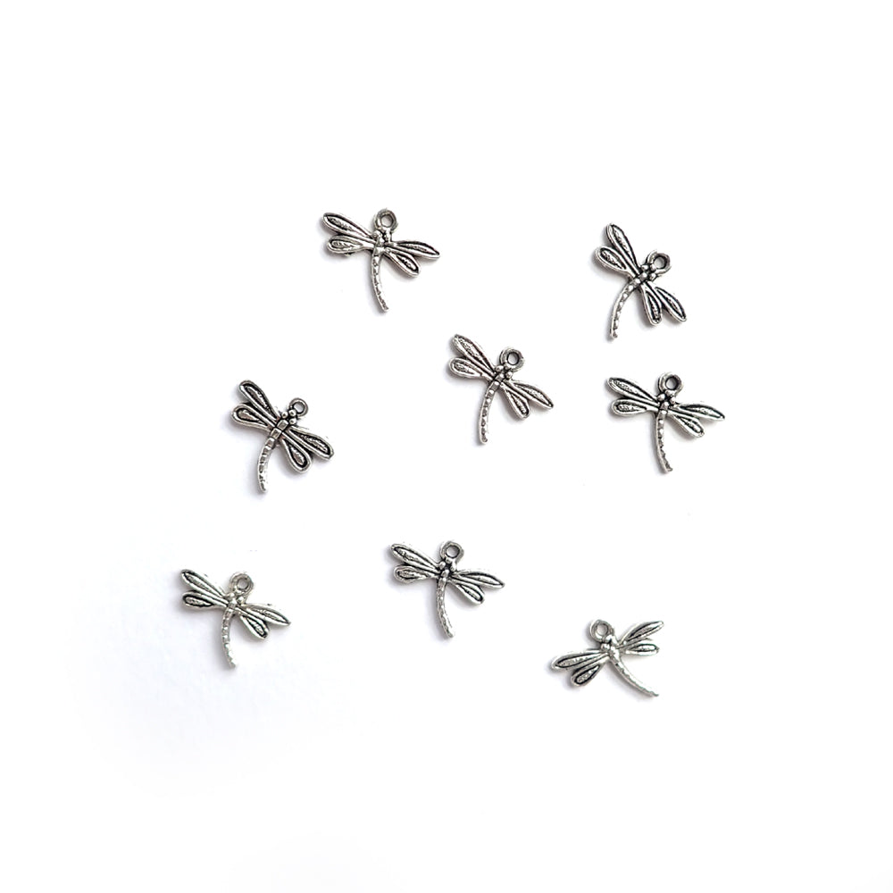 Small Dragonfly Metal Charms, Silver Color, about 8 charms, for jewelry making &amp; crafts
